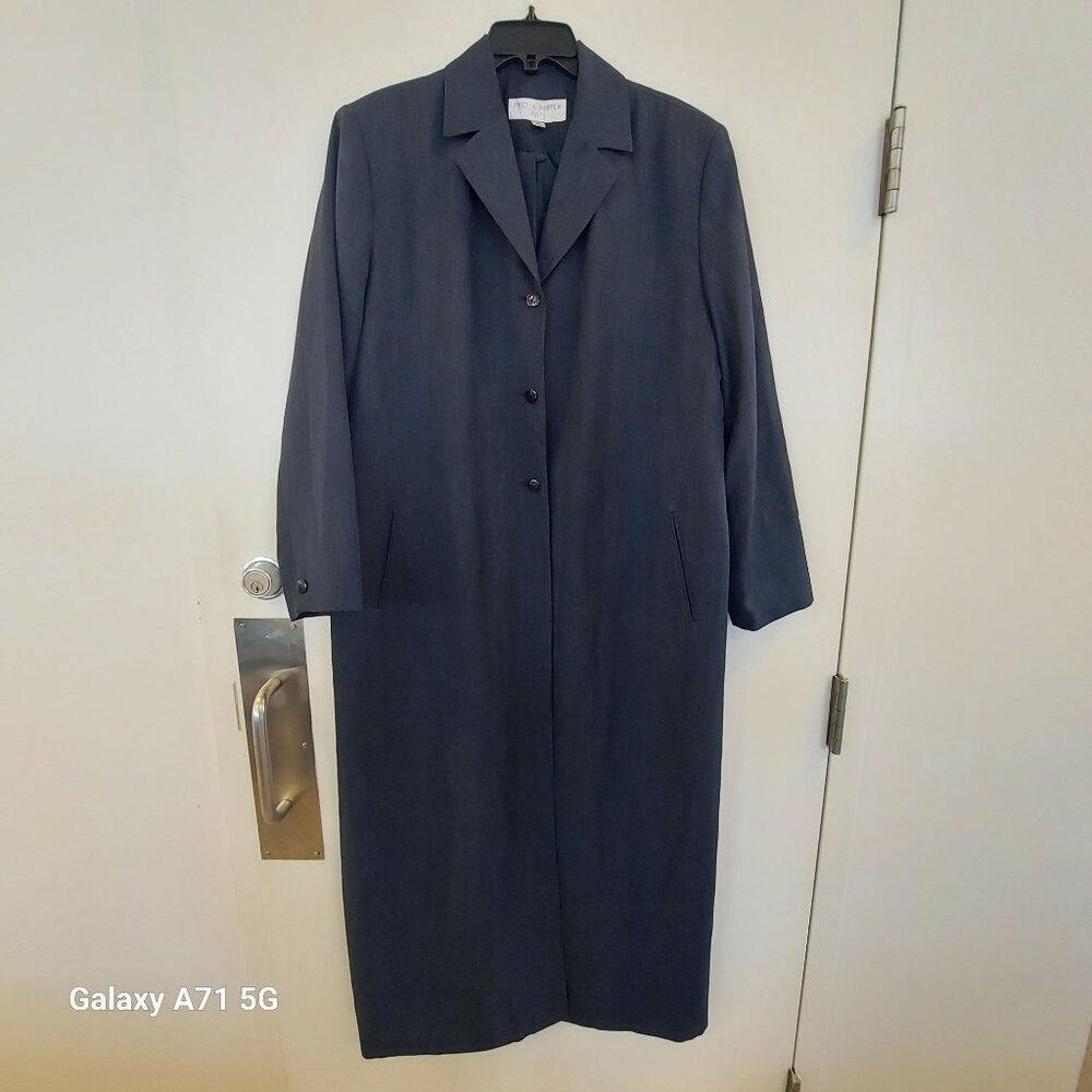 Pret A Porter Suits Woman's Trench Coat New Size 18 Lenth 56.5" Blue Lined